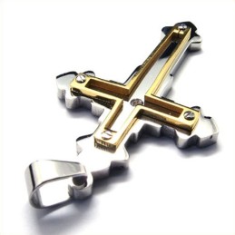 Modische Halskette Mit Kreuzanhänger Aus Titan Für Herren (Goldfarben)