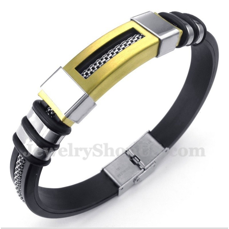 Herrenarmband Aus Titan Und Kautschuk In Gold Herrenarmband Aus Titan Und Kautschuk In Gold