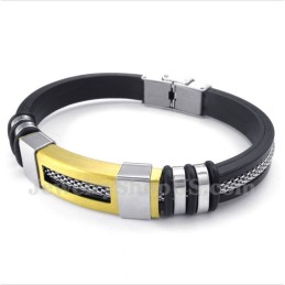 Herrenarmband Aus Titan Und Kautschuk In Gold