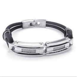 Herren-Kabelarmband Aus Titan Und Kautschuk