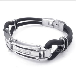 Herren-Kabelarmband Aus Titan Und Kautschuk