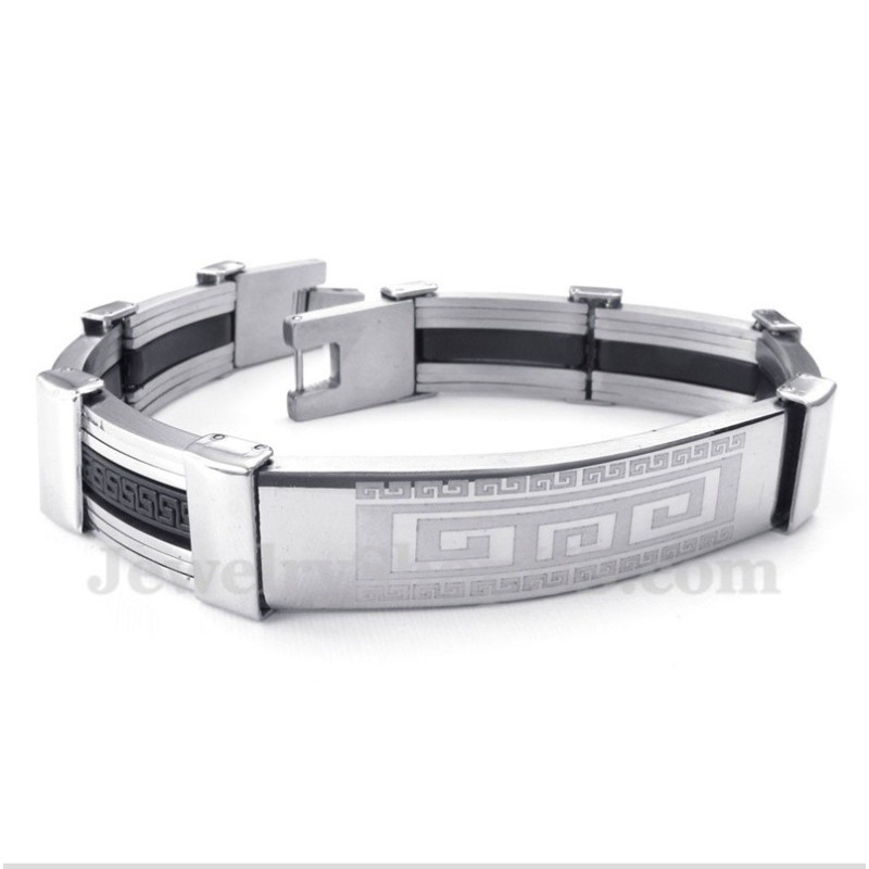Herrenarmband Aus Titankautschuk Mit Griechischem Mäandermuster Herrenarmband Aus Titankautschuk Mit Griechischem Mäandermuster
