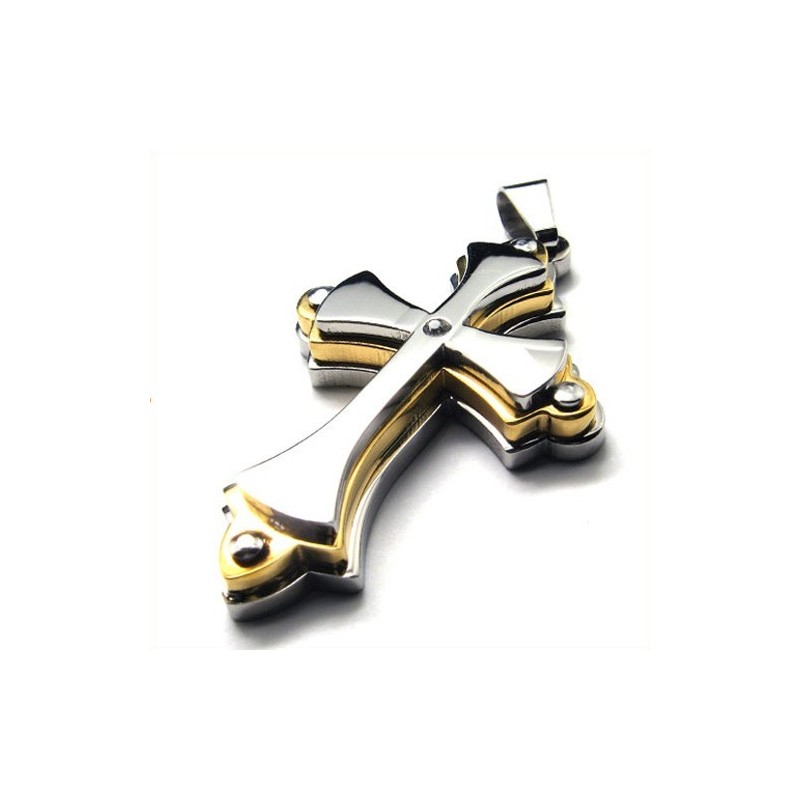 Dreischichtiger Kreuzanhänger Aus Titan (Golden) Dreischichtiger Kreuzanhänger Aus Titan (Golden)