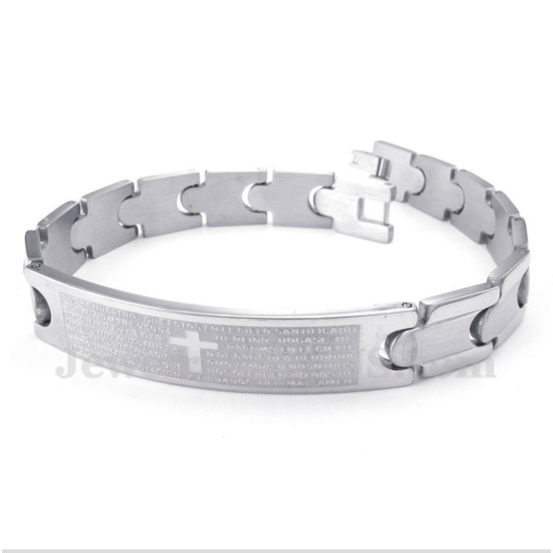 Titanarmband Mit Spanischem Bibelvers Für Herren Titanarmband Mit Spanischem Bibelvers Für Herren