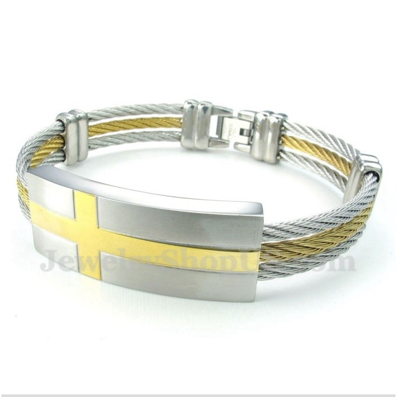 Herren-Armband Aus Titan Mit Kreuzkabel Herren-Armband Aus Titan Mit Kreuzkabel