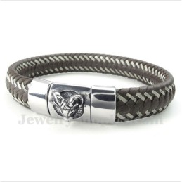 Herren-Titan-Lederarmband Mit Widder-Anhänger