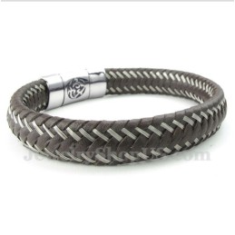 Herren-Titan-Lederarmband Mit Widder-Anhänger