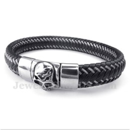 Herren-Kabelarmband Aus Titan Und Schwarzem Leder
