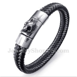 Herren-Kabelarmband Aus Titan Und Schwarzem Leder