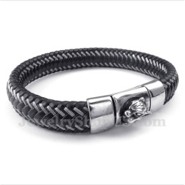 Herren-Kabelarmband Aus Titan Und Schwarzem Leder