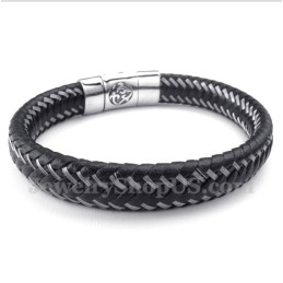 Herren-Kabelarmband Aus Titan Und Schwarzem Leder