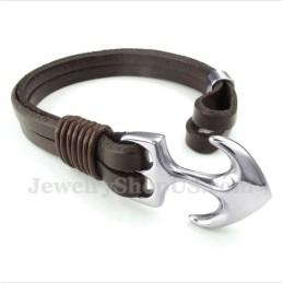 Herren-Lederarmband Mit Anker