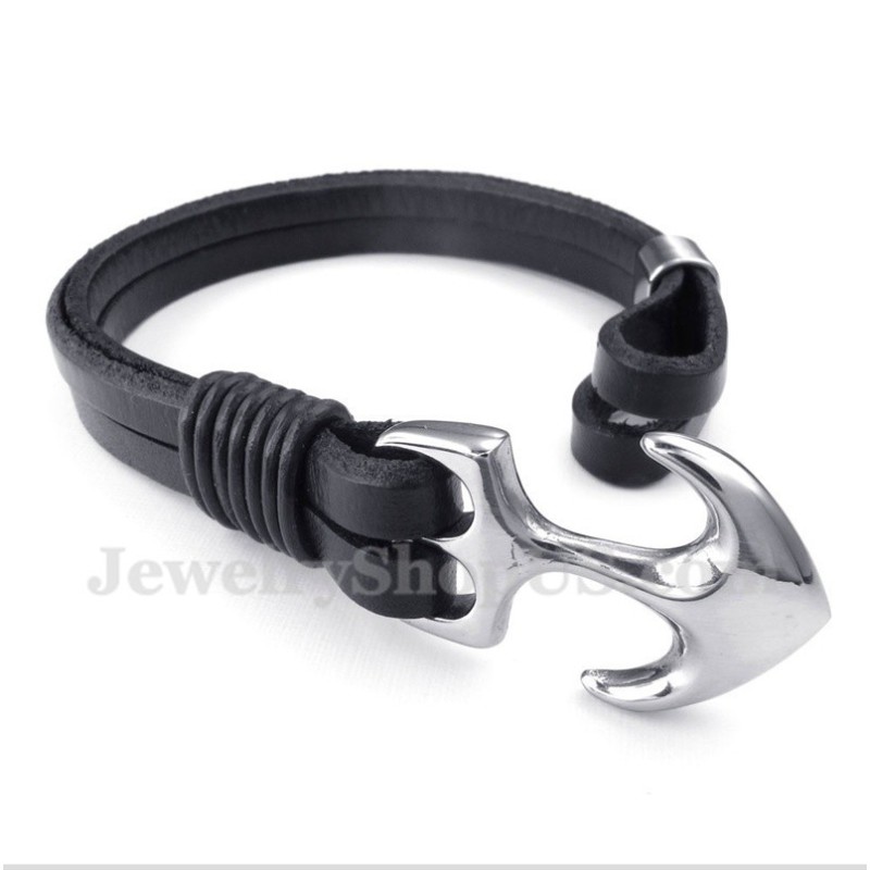 Herren-Lederarmband Mit Anker Herren-Lederarmband Mit Anker