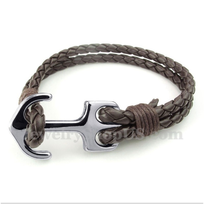 Herren-Lederarmband Mit Anker Herren-Lederarmband Mit Anker
