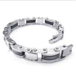 Herrenarmband Aus Titan Mit Griechischem Mäandermuster In Schwarz