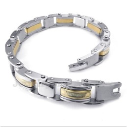 Herrenarmband Aus Titan Und Gold Mit Griechischem Mäandermuster
