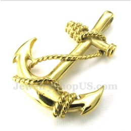 Herren Titan Gold Anker Anhänger Mit Gratis Kette