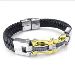 Herren Titan Gold Kabel Lederarmband