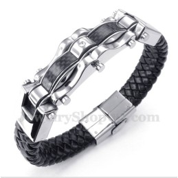 Herrenarmband Aus Titan Und Kohlefaser-Leder