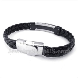 Herren-Lederarmband Aus Titan Mit Griechischem Mäandermuster
