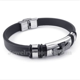 Herren-Armband Aus Titan Mit Griechischem Mäandermuster Und Kreuz Aus Gummi