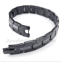 Herrenarmband Aus Titan Mit Griechischem Mäandermuster, Schwarz