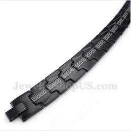 Herrenarmband Aus Titan Mit Griechischem Mäandermuster, Schwarz