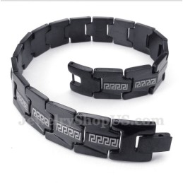 Herrenarmband Aus Titan Mit Griechischem Mäandermuster, Schwarz
