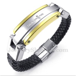 Herren Titan Diamant Kreuz Lederarmband