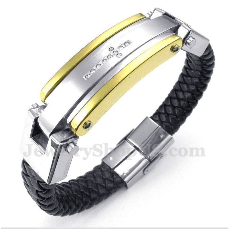 Herren Titan Diamant Kreuz Lederarmband Herren Titan Diamant Kreuz Lederarmband