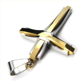 Modischer Ripple-Kreuz-Anhänger Aus Titan (Golden)