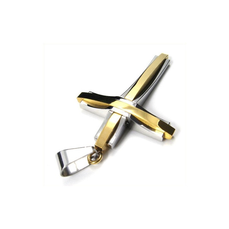Modischer Ripple-Kreuz-Anhänger Aus Titan (Golden) Modischer Ripple-Kreuz-Anhänger Aus Titan (Golden)
