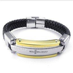 Herren Titan Diamant Kreuz Lederarmband