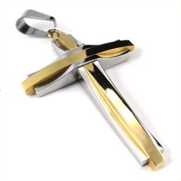 Modischer Ripple-Kreuz-Anhänger Aus Titan (Golden)