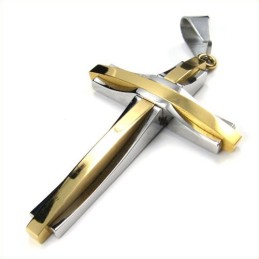 Modischer Ripple-Kreuz-Anhänger Aus Titan (Golden)