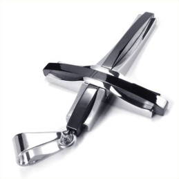 Modischer Ripple Cross Titan-Anhänger (Schwarz)