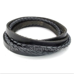 Schwarzes Titan-Lederarmband Für Herren