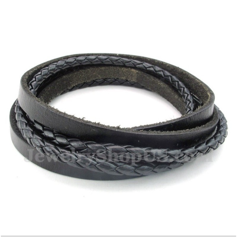 Schwarzes Titan-Lederarmband Für Herren Schwarzes Titan-Lederarmband Für Herren