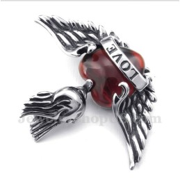 Titan-Anhänger Love Mit Roten Diamanten Und Flügeln Für Herren Mit Kostenloser Kette