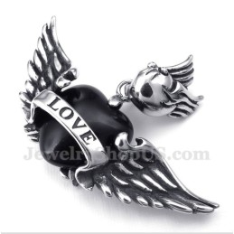 Herren Titan Love Black Diamond Wings Anhänger Mit Kostenloser Kette
