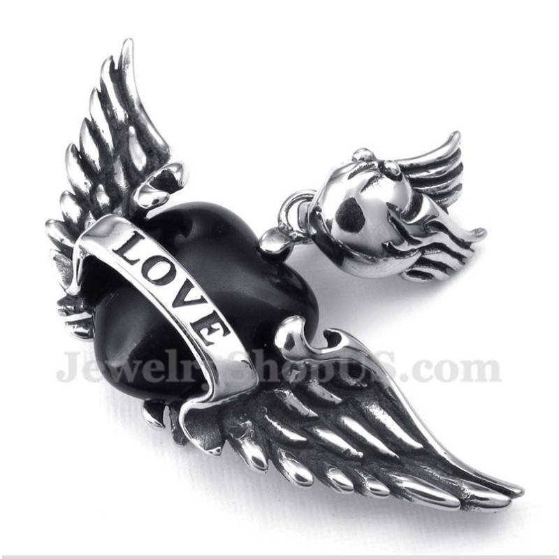 Herren Titan Love Black Diamond Wings Anhänger Mit Kostenloser Kette Herren Titan Love Black Diamond Wings Anhänger Mit Kostenloser Kette