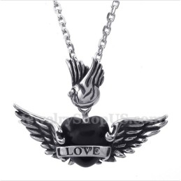 Herren Titan Love Black Diamond Wings Anhänger Mit Kostenloser Kette