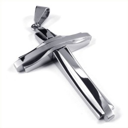 Modischer Ripple-Kreuz-Anhänger Aus Titan (Silber)