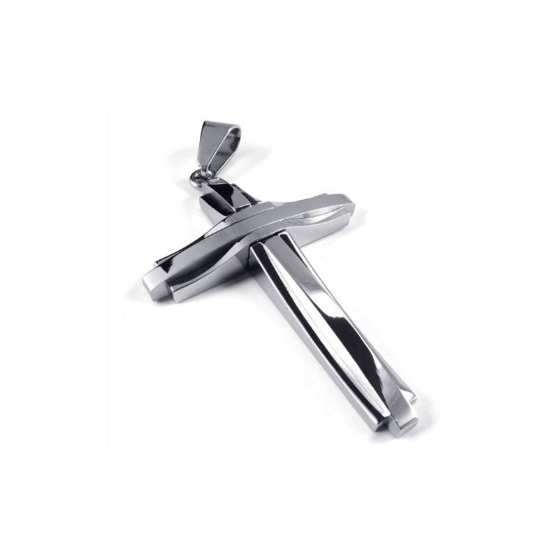 Modischer Ripple-Kreuz-Anhänger Aus Titan (Silber) Modischer Ripple-Kreuz-Anhänger Aus Titan (Silber)