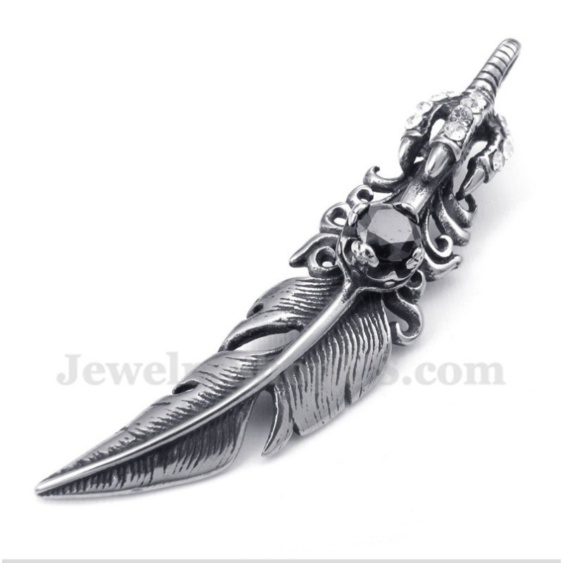 Herren Titan Schwarzer Federanhänger Mit Kostenloser Kette Herren Titan Schwarzer Federanhänger Mit Kostenloser Kette