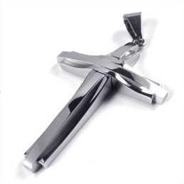 Modischer Ripple-Kreuz-Anhänger Aus Titan (Silber)