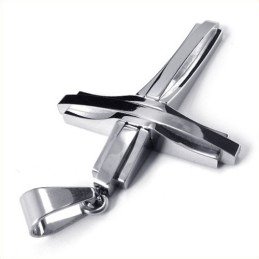 Modischer Ripple-Kreuz-Anhänger Aus Titan (Silber)