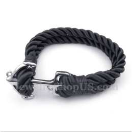 Herren-Armband Aus Titan Mit Anker-Baumwollseil