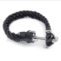 Herren-Armband Aus Titan Mit Anker-Baumwollseil