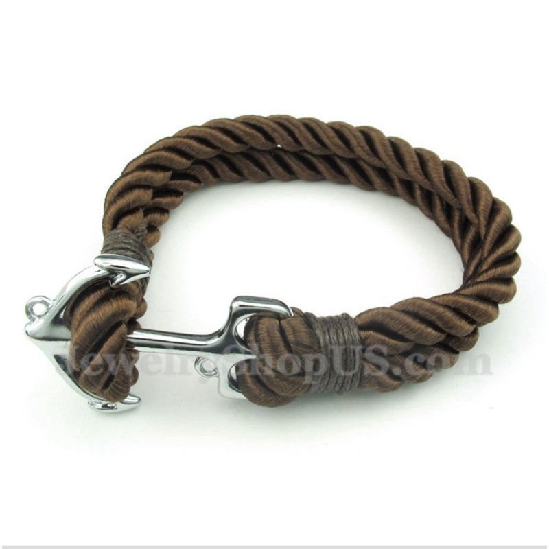 Herren-Armband Aus Titan Mit Anker-Baumwollseil Herren-Armband Aus Titan Mit Anker-Baumwollseil